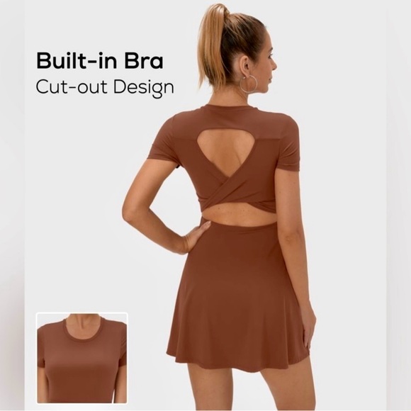 HALARA Brown Cutout Back Dress - Picture 2 of 13
